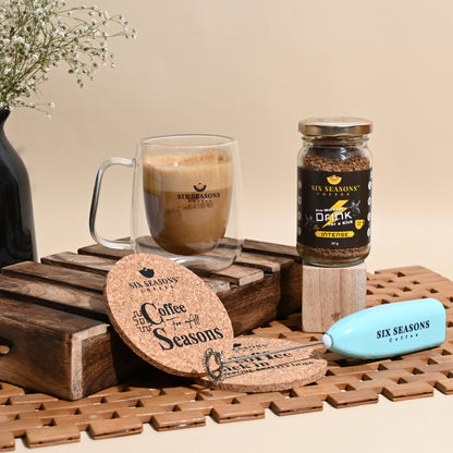 Millennial Coffee Kit  Double walled mug + 50g Instant Coffee + Set Of 2 Coasters )