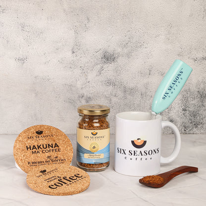 Coffee Kit Bundle Instant Coffee 50g +Six Seasons Coffee Mug+High speed Frother+2 coasters)