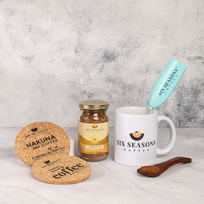 Coffee Kit Bundle Instant Coffee 50g +Six Seasons Coffee Mug+High speed Frother+2 coasters)